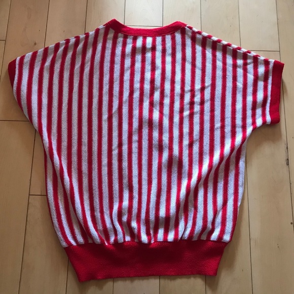 Vintage striped red white knit top - Picture 3 of 10